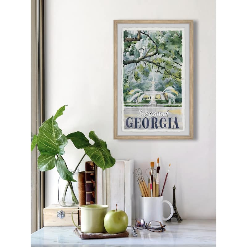 'Forsyth Park Fountain in Savannah, Georgia' Framed Painting Print