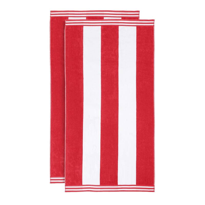 Cabana Stripe Oversized Cotton Beach 2 Piece Towel Set by Superior