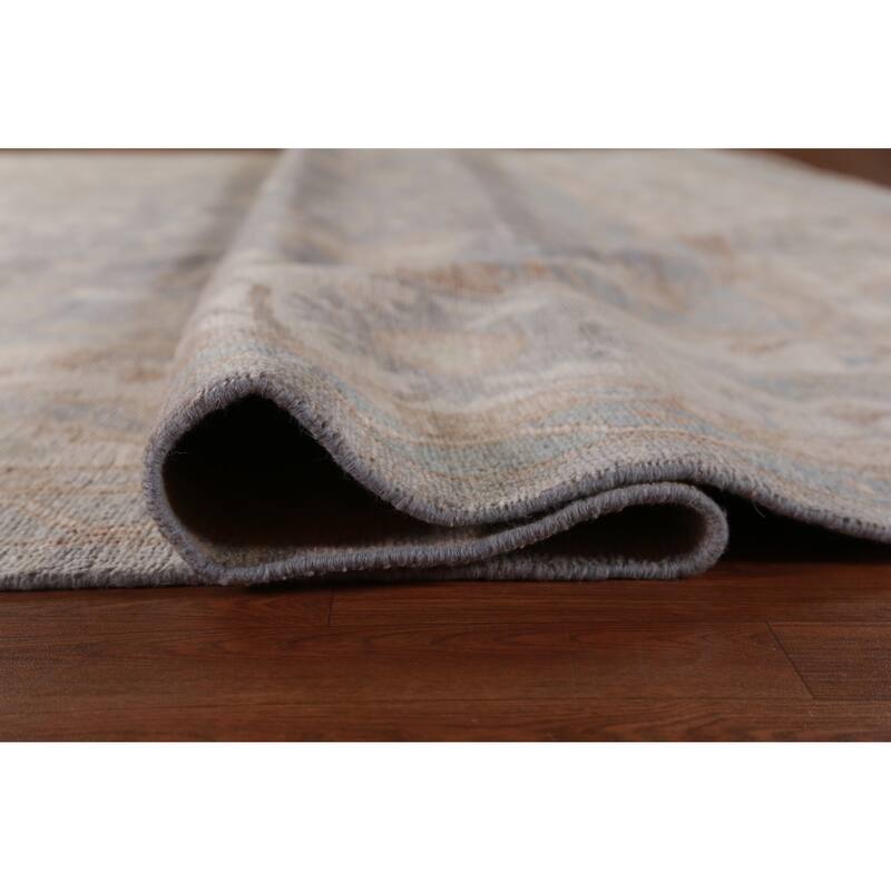 Hand Knotted Oriental 100% Wool Carpet Transitional All-Over Greys & Charcoal Oushak Area Rug - 13' 10'' X 10' 1''