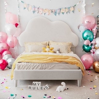 Twin Velvet Cloud Bed with Headboard