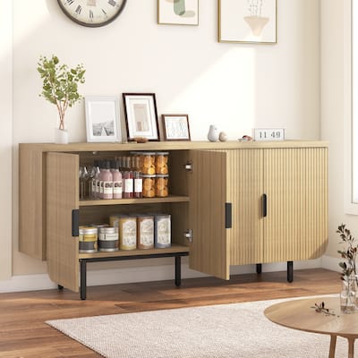 EROMMY Modern Sideboard Buffet Cabinet with Fluted Doors, 2-Door Storage Console Table for Kitchen, Dining Room & Living Room