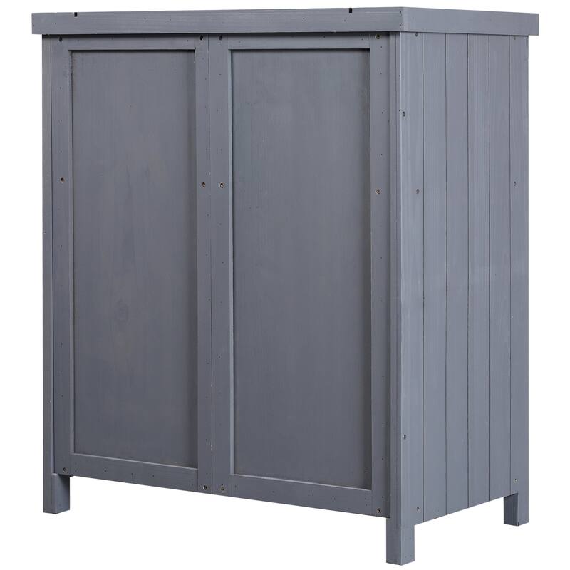 Outsunny Garden Storage Cabinet, Outdoor Tool Shed with Galvanized Top and Two Shelves for Yard Tools or Pool Accessories