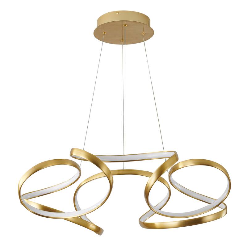 4-Light Dimmable Gold LED Chandelier With White Acrylic Diffusers