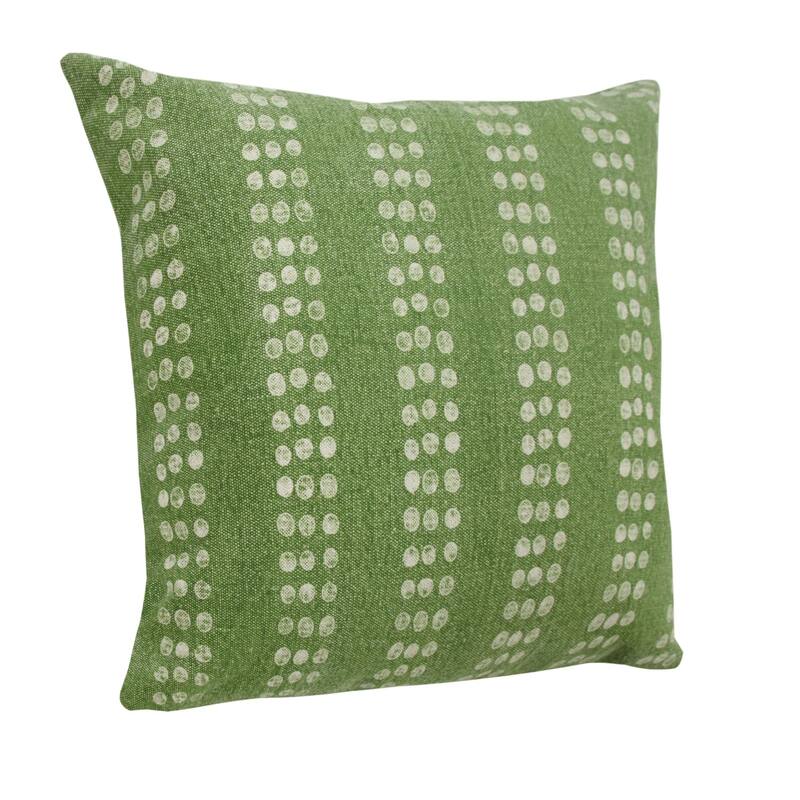 20" Green and White Polka Dot Stripe Square Throw Pillow