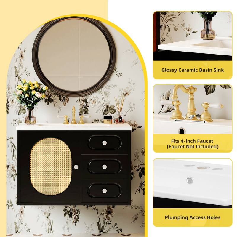 Bathroom Vanity with Ceramic Sink,Two Drawers,and Large Storage Space for Elegant and Functional Bathrooms