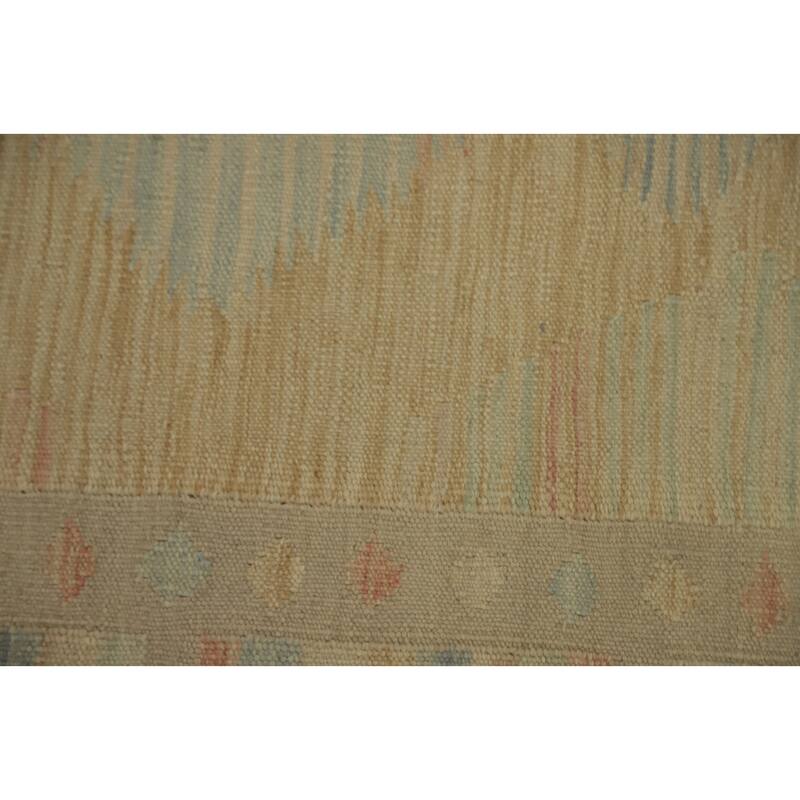 Hand Woven Oriental 100% Wool Carpet Southwestern Tribal Oranges & Rust Kilim Runner Rug - 9' 11'' X 2' 6''