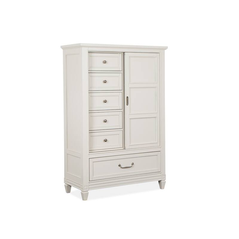 Magnussen Home Willowbrook Egg Shell White with Slight Rub Through Door Chest - 6-drawer