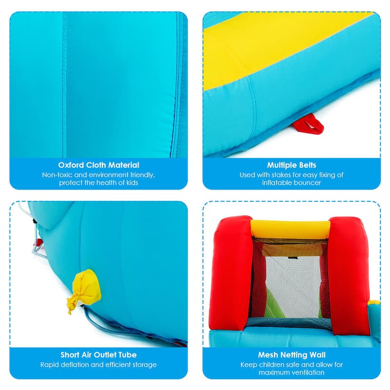 Gymax Outdoor Inflatable Splash Water Bounce House Jump Slide w/ 550W