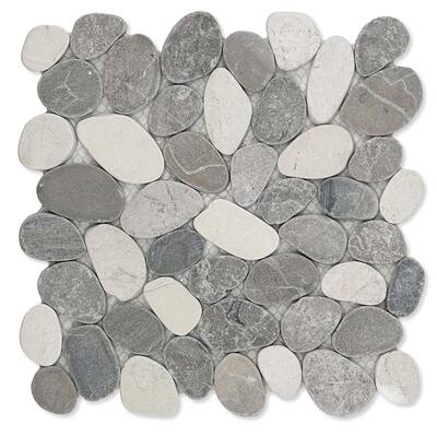 Cruz Bay Studio XS3 Sliced Pebble - 11" x 11" Pebble and Rock Floor - Tan Natural