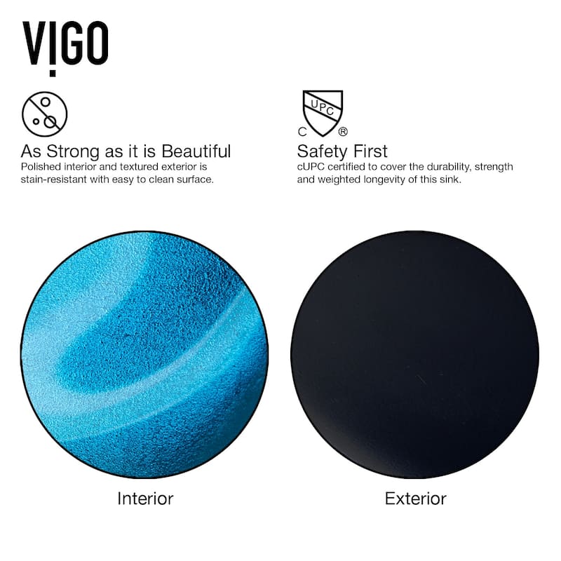 Vigo 18-1/4" Glass Bathroom Vessel Sink - Turquoise Water
