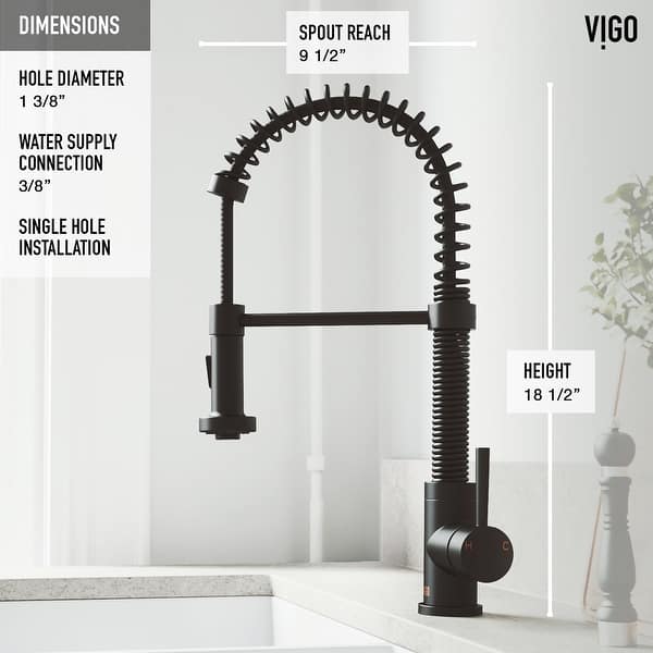 dimension image slide 5 of 5, VIGO Edison Pull-Down Spray Kitchen Faucet