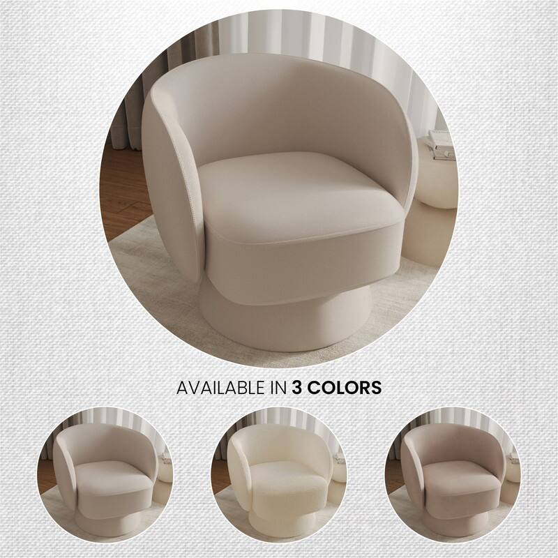 Raze 31" Swivel Accent Armchair Upholstered in Boucle/Velvet/Linen Fabric with Plush Cushioning and Solid Wood Support