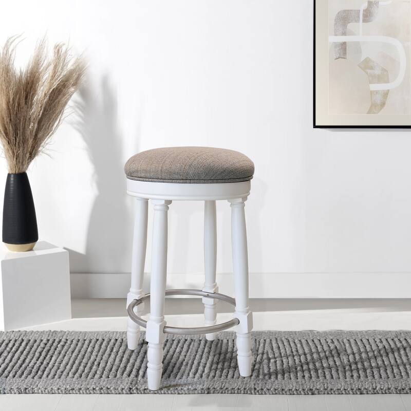 Bar Stools Set of 2, 26" Counter Height, 360° Swivel Wooden Barstool with Fabric Upholstered Seat