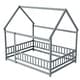preview thumbnail 61 of 127, Wood Toddler House Bed with Roof Frame and Safety Guardrails Montessori Floor Bed without Slats No Door Houseshaped Platform Bed