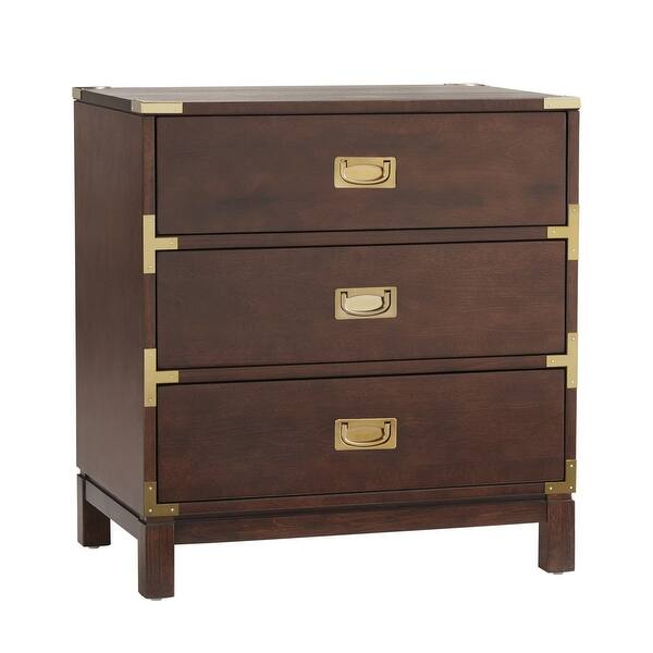 Shop Kedric 3 Drawer Goldtone Accent Nightstand By Inspire Q Bold Overstock 16805776 Espresso