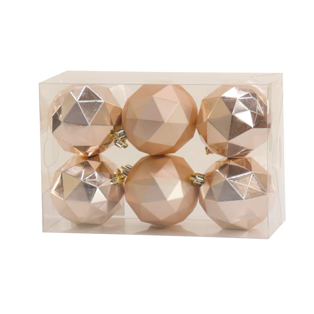 National Tree Company 6-Piece Shatterproof Geometric Silver Ornaments - 3 in