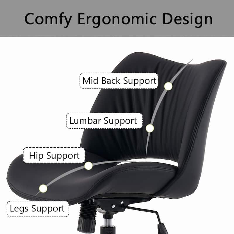 Ergonomic Faux Leather Office Chair, Swivel Task Chair