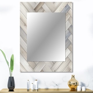 Designart "Nordic Elegance" Geometric Grey Wall Mirror - Modern Large Mirror For Bedroom Decor