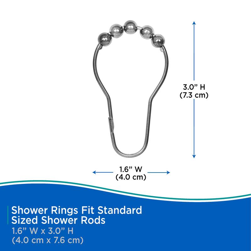 Kenney Beaded Roller Shower Curtain Rings, Set of 12