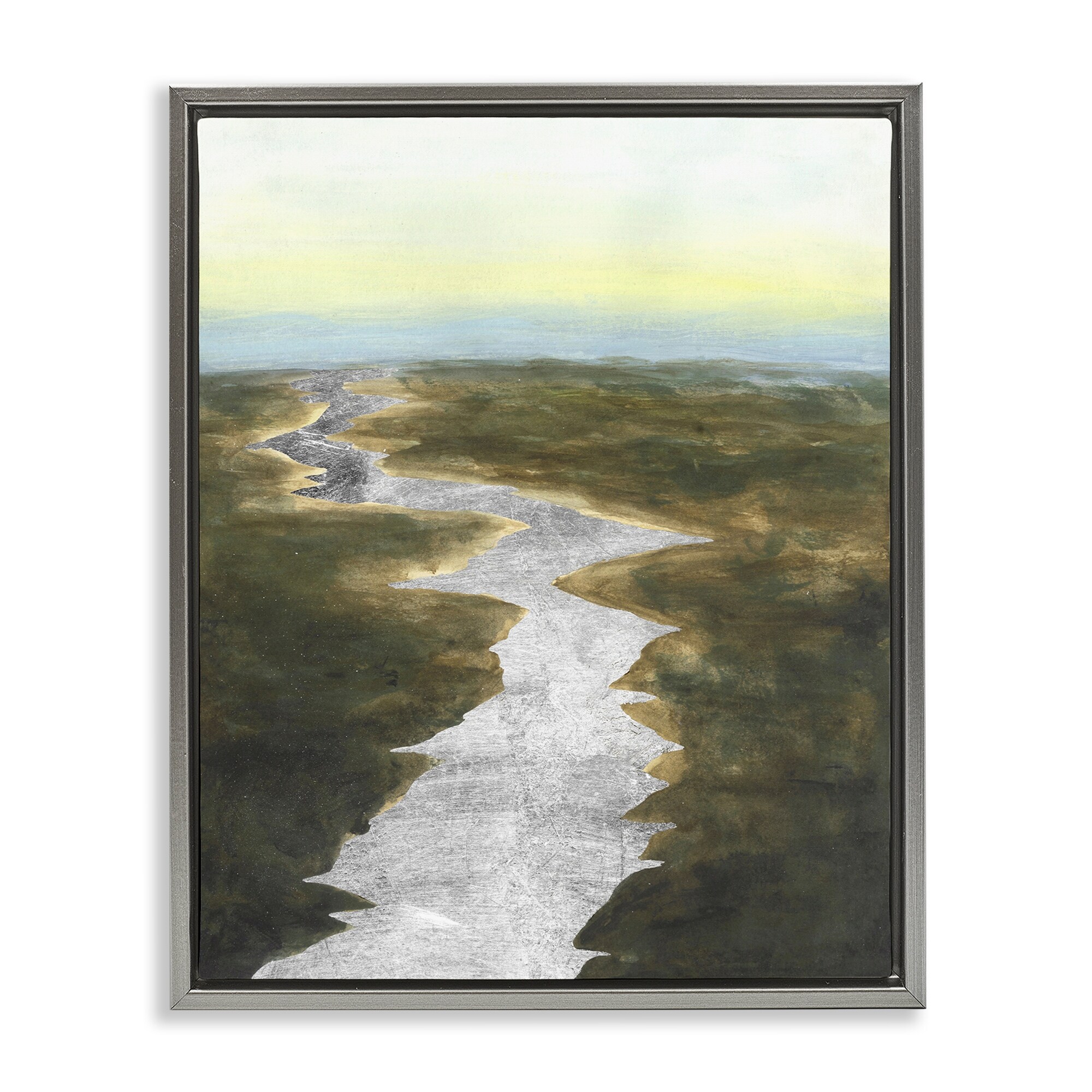 Stupell Silver River Landscape Framed Floater Canvas Wall Art Design By Michael Willett
