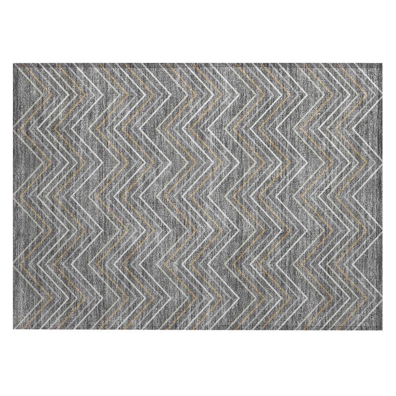 Machine Washable Indoor/ Outdoor Modern Chevron Chantille Rug