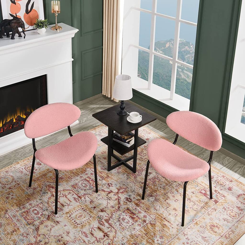 Set of 2 Modern Teddy Fabric Accent Chair