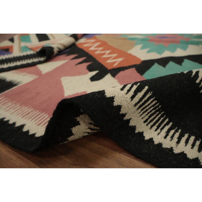 Hand Woven Oriental 100% Wool Carpet Southwestern Tribal Multi-Colored Kilim Area Rug - 8' 0'' X 5' 0''
