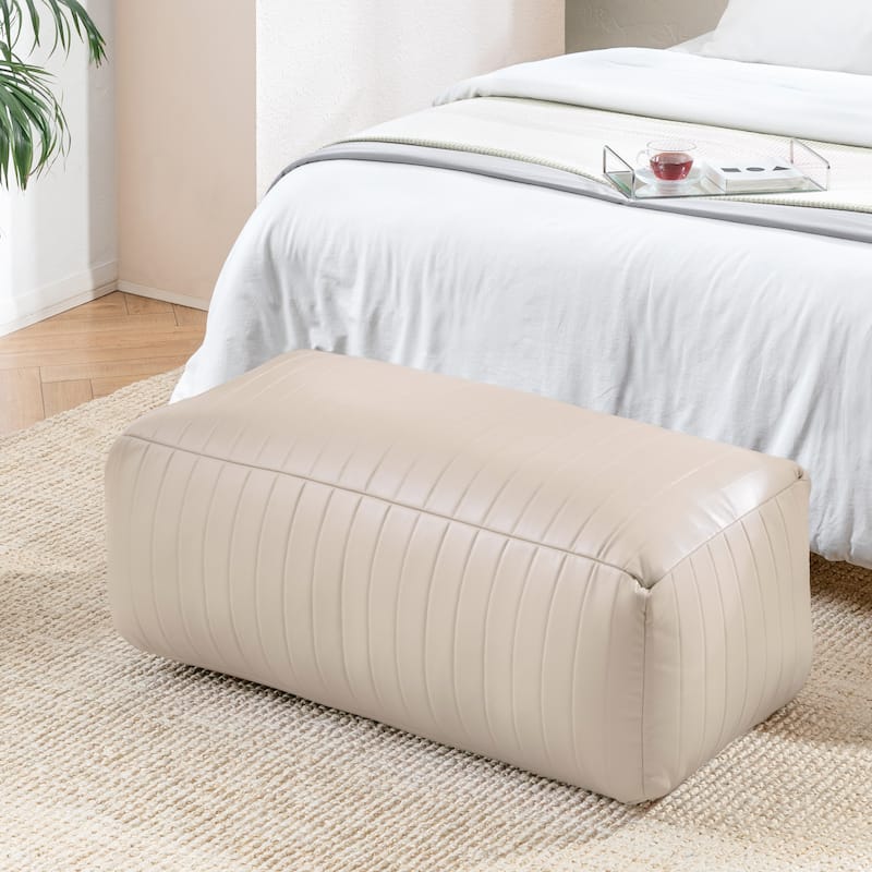 Jani Footrest Bench Ottoman Pouf - Handcrafted for Seating, Footrest, Home Decor for Living Room, Bedroom Pouf - 42" x 22" x 17" - Cream