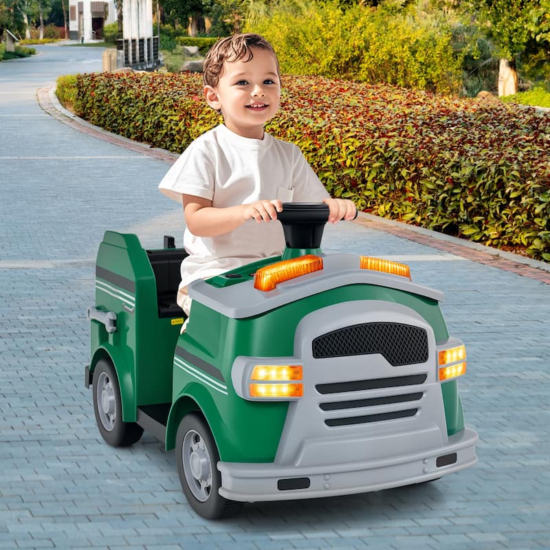 12V Kids Electric Ride On Car with Steering Wheel, Pedal, Music, Safety Belt and Toy Accessories - 19" × 34" × 20.5"