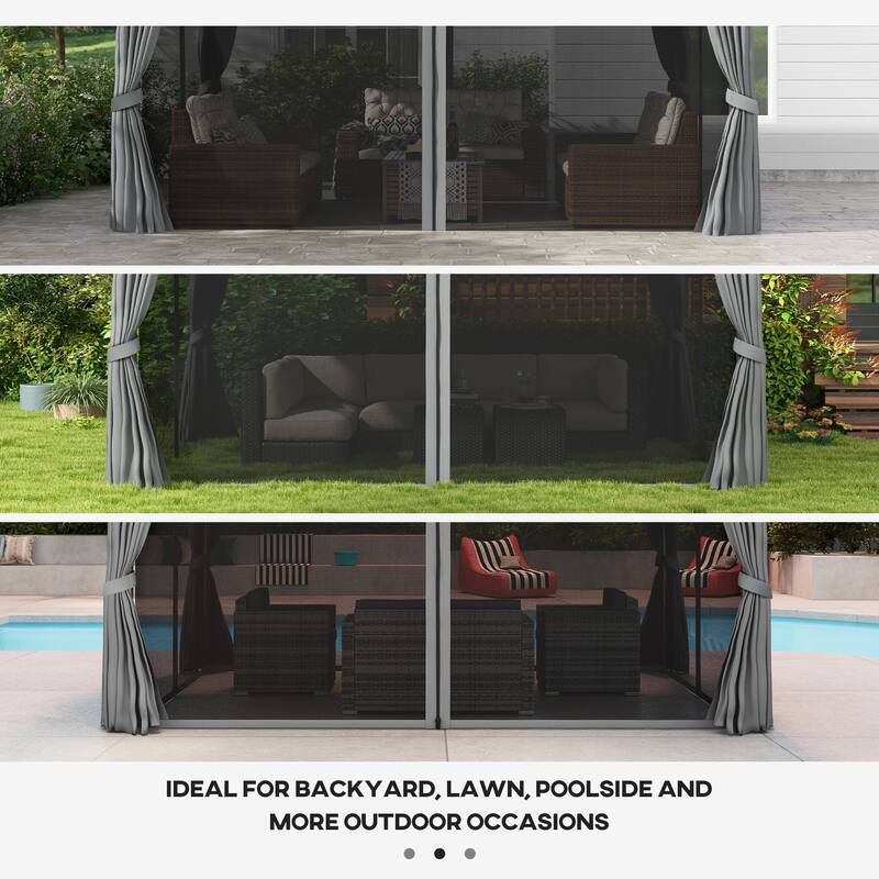Outsunny 9.5' x 13 Patio Gazebo, Aluminum Frame for Outdoor, Gray