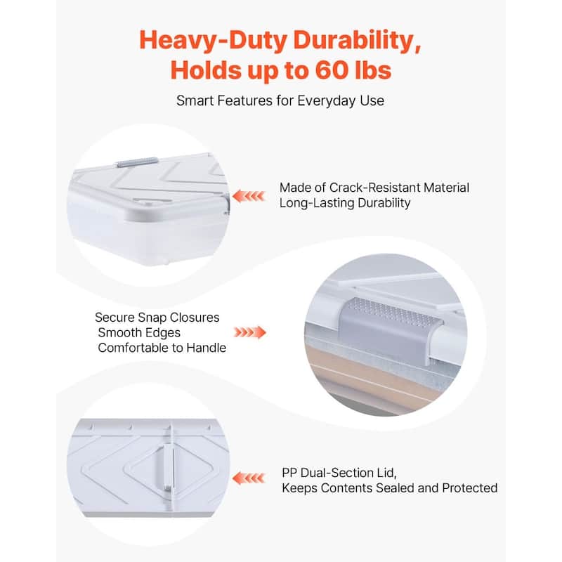 57L Clear Plastic 2 Pack Extra Large Under Bed Storage Organizer with Wheels and Stackable - 39.8 x 20.1 x 5.9 inch