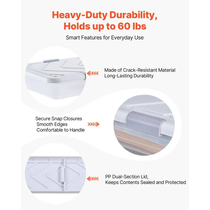 Set of 4 Under Bed Storage Organizer with Wheels 42L Large Capacity Container for Clothes and Shoes - 31.7 x 15.6 x 6.9 inch