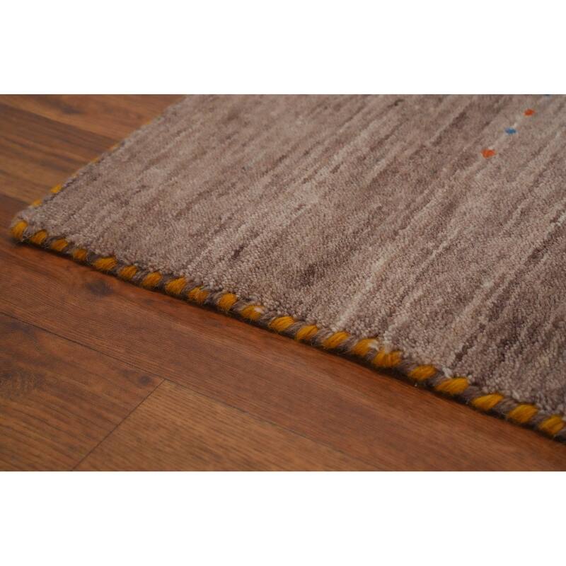 Hand Knotted Oriental 100% Wool Carpet Tribal Animal Pictorial Brown Gabbeh Area Rug - 9' 11'' X 8' 0''