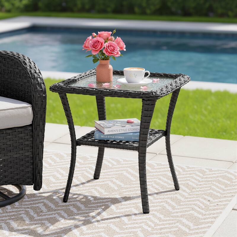 Pocassy Outdoor Patio Side Tables End Table for Swivel Chair