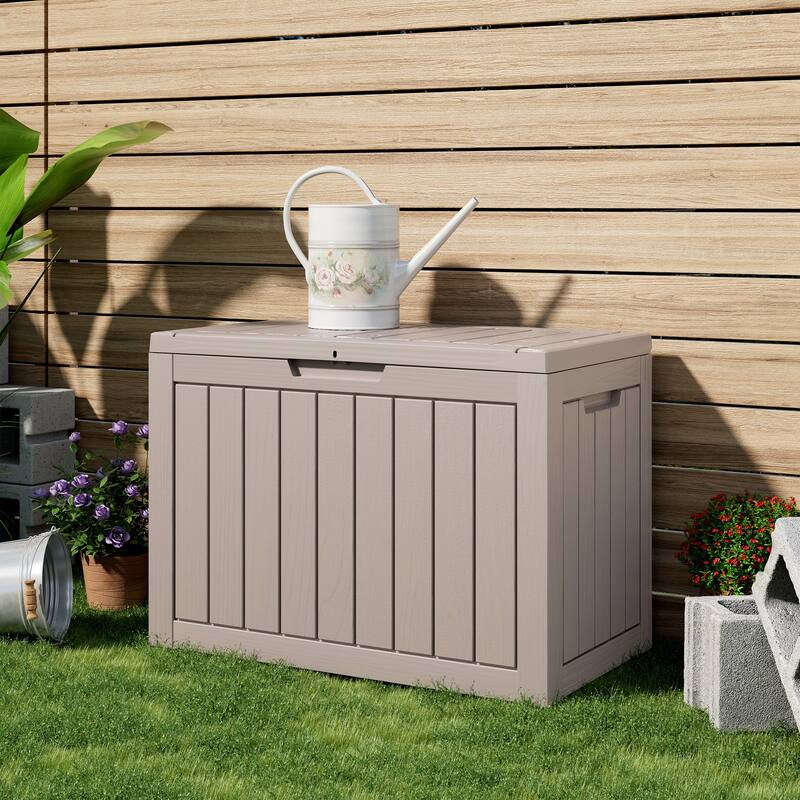 45 Gal. Resin Outdoor Patio Storage Deck Box - Light Coffee