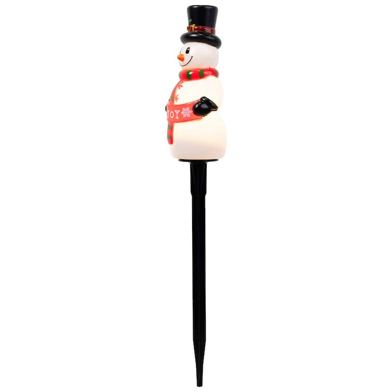Snowman with Joy Banner Outdoor Christmas Pathway Markers - 16.5" - Set of 3 - White