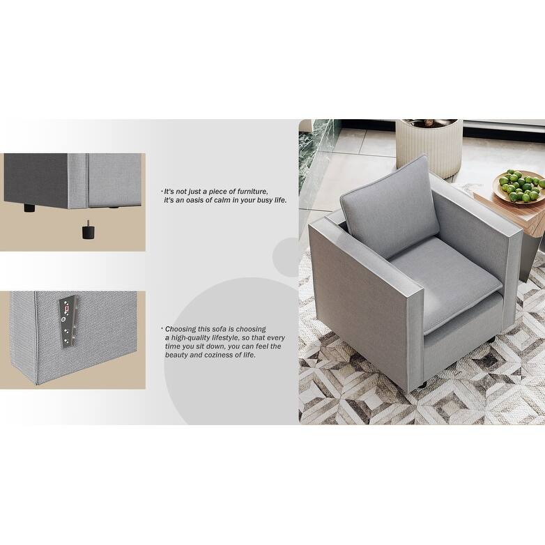 Linen Armchair with Soft Foam Cushion & Modern Frame