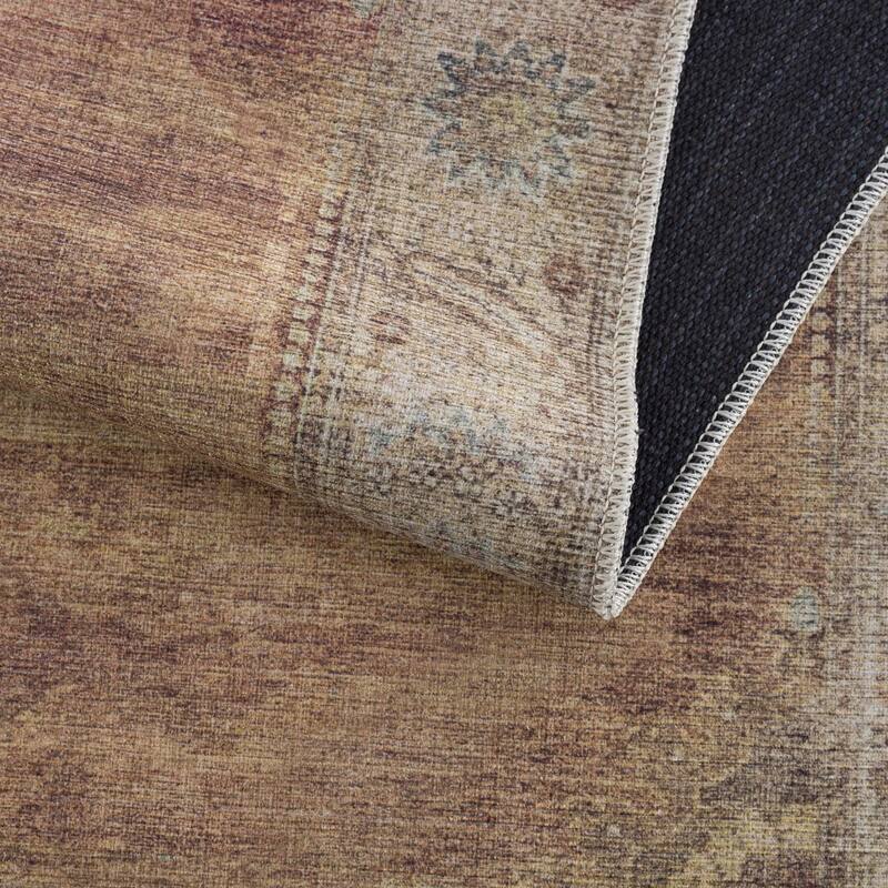 Hauteloom AUY Collection Machine Washable Persian Medallion Area Rug