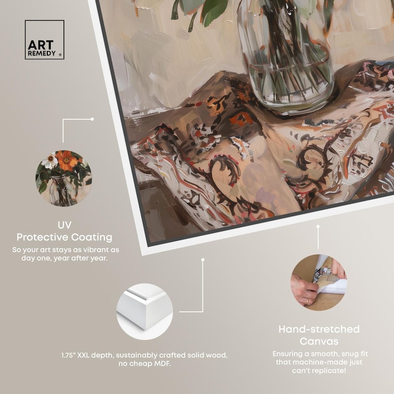 Delicate Glass Vase and Flowers Canvas by Art Remedy