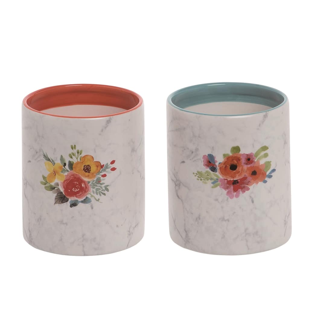 Transpac Ceramic Utensil Crock Set of 2 Spring Home Decorations