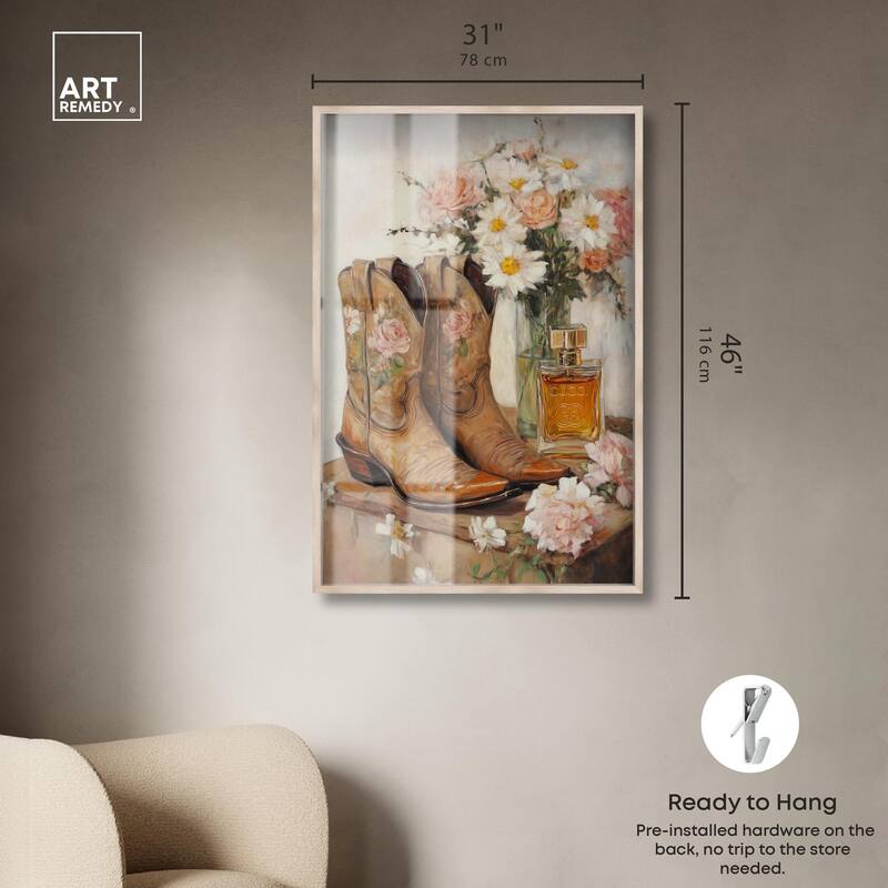 Delicate Floral Boots II Shadowbox by Art Remedy