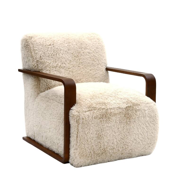 Contemporary Style 1pc Accent Chair Retro Inspired Curves Wooden Arms Tight Seat And Back Primary Living Room