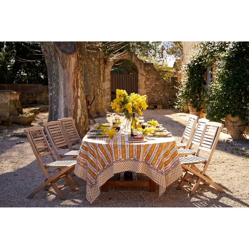 Couleur Nature Provence Avignon Tablecloth - Dijon/Blue - 71" x 142" - 71" x 142"