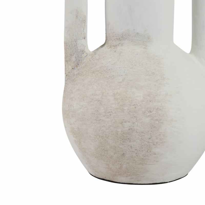 Pottery Woven Decorative Vase with Sculptural Design - 19" White