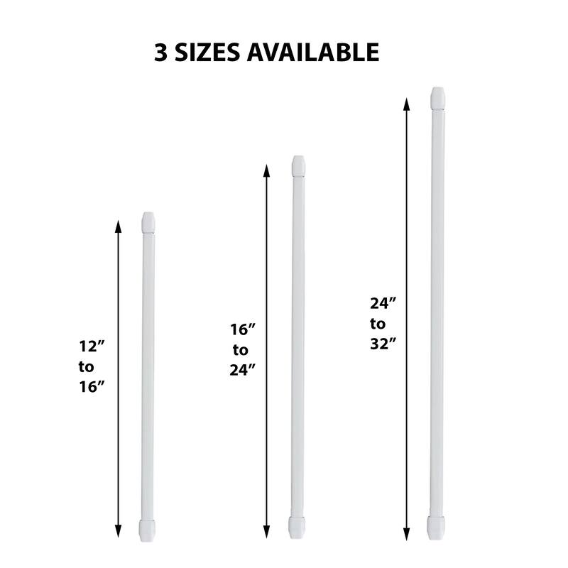 Bundle 2 Cafe Curtain Rods with 4 Self Adhesive Matching Hooks
