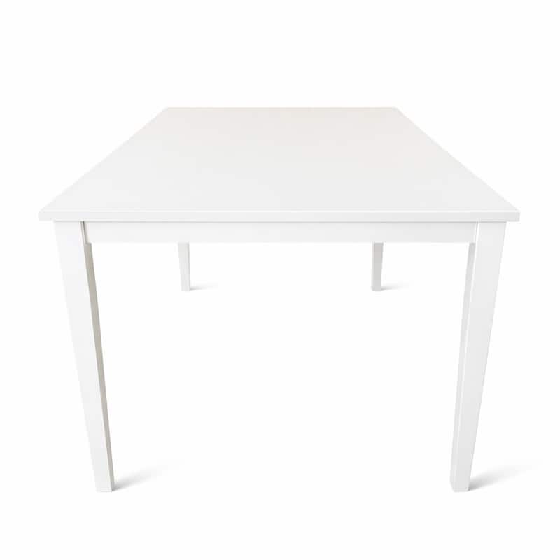 Modern 59 Inch Rectangular Dining Table, Black, White or Oak Finish, Solid Rubberwood