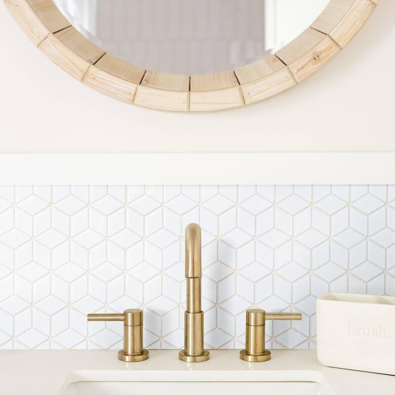 Merola Tile Hudson Rhombus Glossy White 10-1/4" x 11-3/4" Porcelain Floor and Wall Tile - Sample swatch