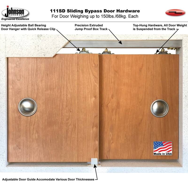 Bypass Doors 36 x 80 Planum 0012 Walnut with Sturdy Rails