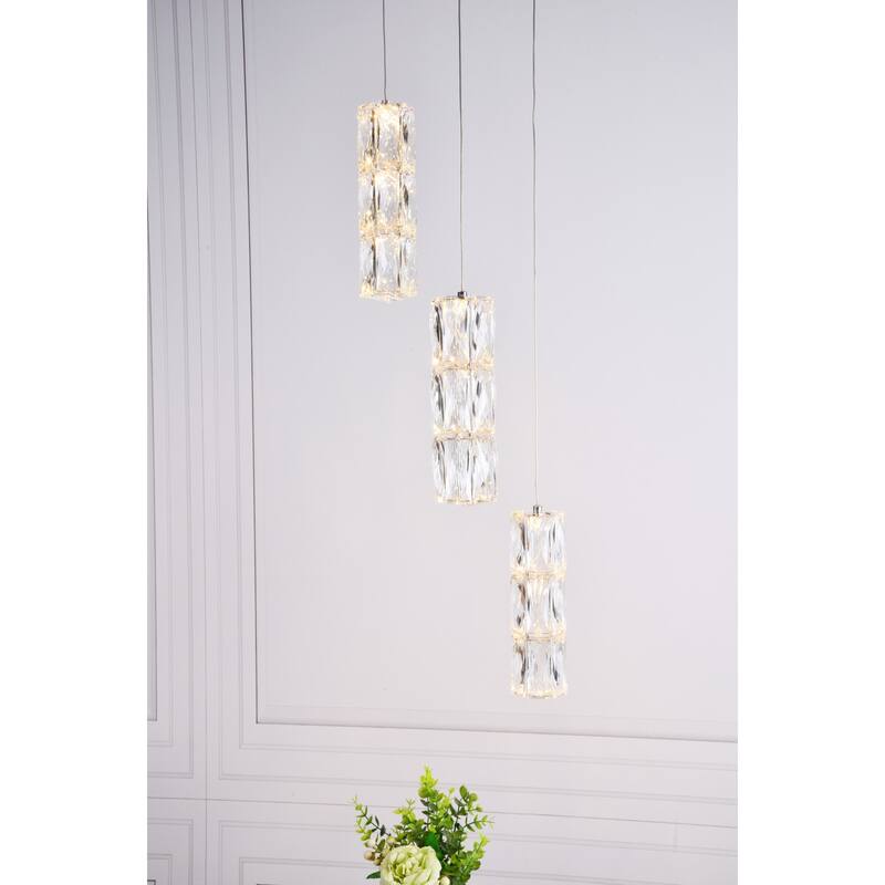 Elegant Lighting Polaris 3 Light 12" Wide LED Crystal Multi Light