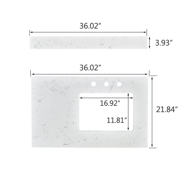PROOX Bath Cultured Marble Vanity Top Undermount Rectangle Sink Backsplash Included